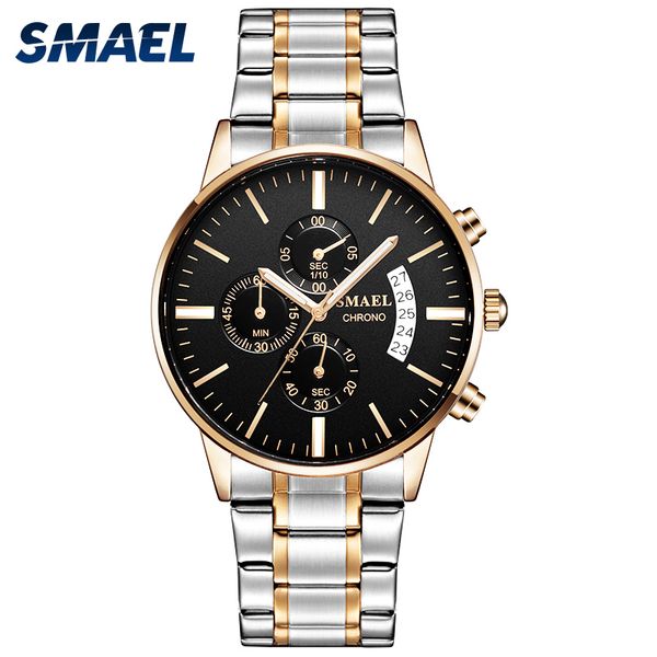 

alloy watches men stainless steel six needles smael watch mens watches sl-9093 waterproof quartz watches, Slivery;brown