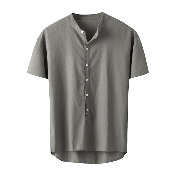 

2020 autumn hawaiian shirt fashion men's summer button casual linen and cotton short sleeve blouse camisa masculina, White;black