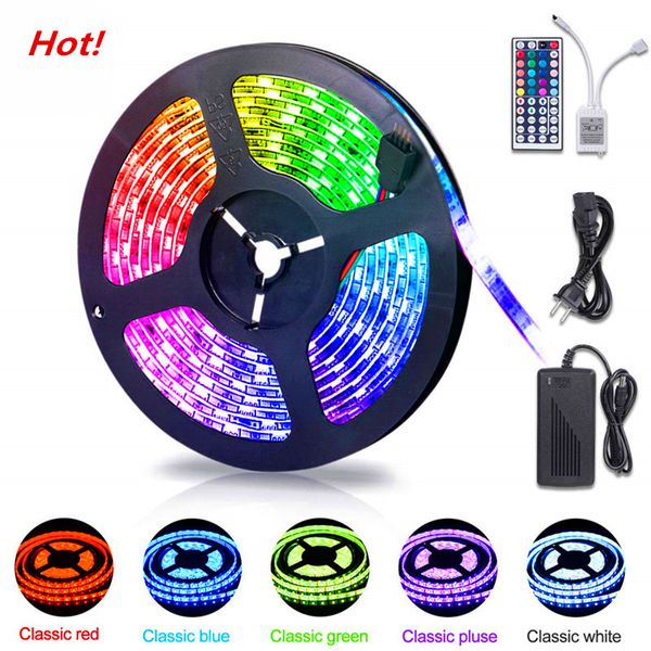 Fita 5M 300LEDs não-impermeável RGB Led Light Strip 3528 DC12V 60LEDs / M flexível luzes cadeia Tape Luz Decoração Luz