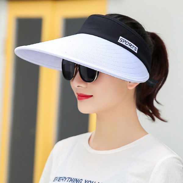 

outdoor riding big sunscreen sunshade running cap ladies summer sports climbing mountain tennis beach empty adjustable hat, Blue;gray