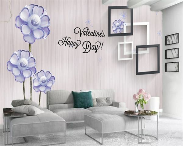 

3d комната обои на заказ фото простой и элегантный фиолетовый жемчуг цветы пользовательские мечта hd украшения настенные обои