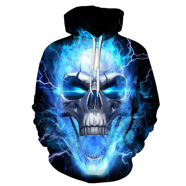 

новый синий пламя череп толстовки 3d кофты мужчины женщины с капюшоном свободные спортивные костюмы весна пальто уличная смешно куртки с кап, Black
