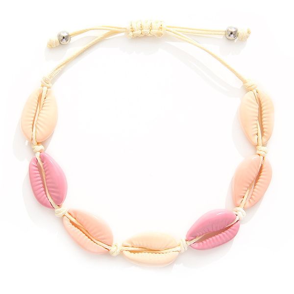 

colour shell bracelet ocean wind colour alloy shell manual weave bracelet ornaments, Golden;silver