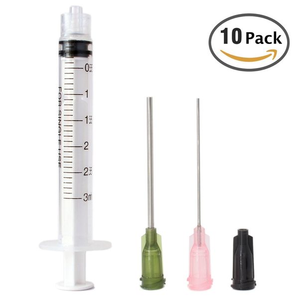 

3ml syringe with 14ga and 20ga 1.5 inch luer lock blunt dispensing needle 10sets