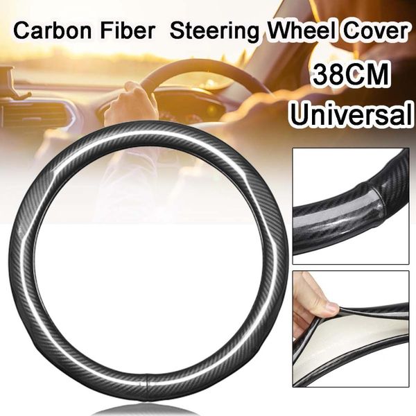 

universal 37cm/38cm diy steering wheel covers carbon fiber leather stitching steering wheel cover auto car accessories