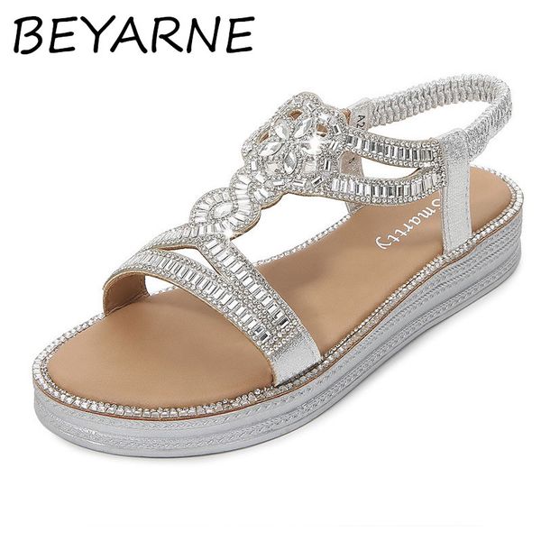 

beyarne all-match breathable large size sandals straps woman flat shoe summer shoes woman 2020 women clear heels round toe sizes, Black