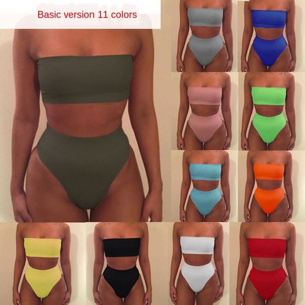 

st1ag solid color bra split two-piece swimsuit underwear ht8054 solid color bra split two-piece swimsuit bikini underwear bikini h, White;black