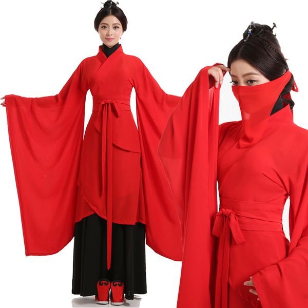 

stage wear tang china national costumes traditional chinese hanfu dress folk dance ancient women clothing dynasty cosplay robes han, Black;red