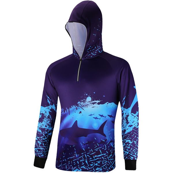 

professional men's fishing shirt long sleeve with hooded breathable quick dry sunscreen uv protection fishing jersey clothing