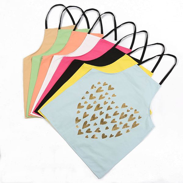 

1pcs bronzing heart pattern apron woman bibs home cooking baking coffee shop cleaning aprons kitchen accessories
