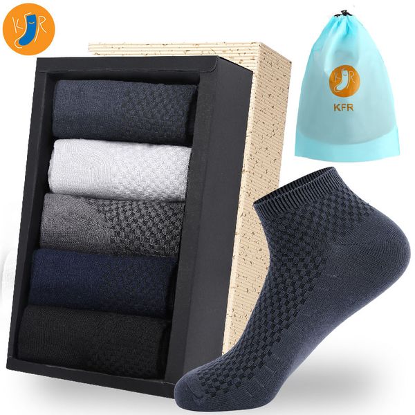 

10pairs/lot bamboo fiber men socks casual business anti-bacterial deodorant breatheable man short long sock eur39-45 with bag, Black