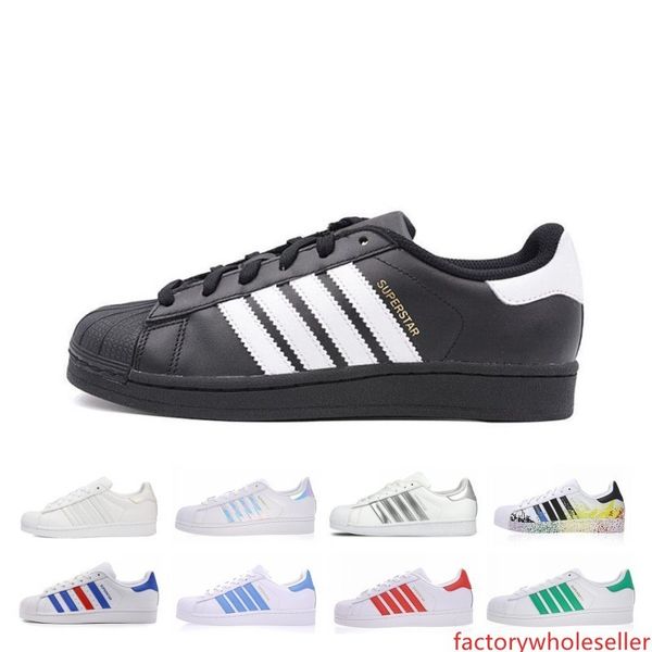

sale super star white hologram iridescent junior superstars 80s pride womens mens trainers superstar designer casual shoes size 36-44