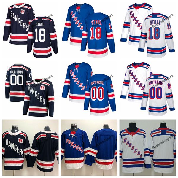 

2018 winter classic new york rangers marc staal hockey jerseys mens custom name home blue #18 marc staal stitched hockey shirts s-xxxl, Black;red
