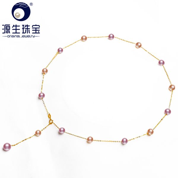 

ys real 18k yellow gold natural cultured freshwater pearl necklaces more wear method quality goods jewelry wedding gift, Silver