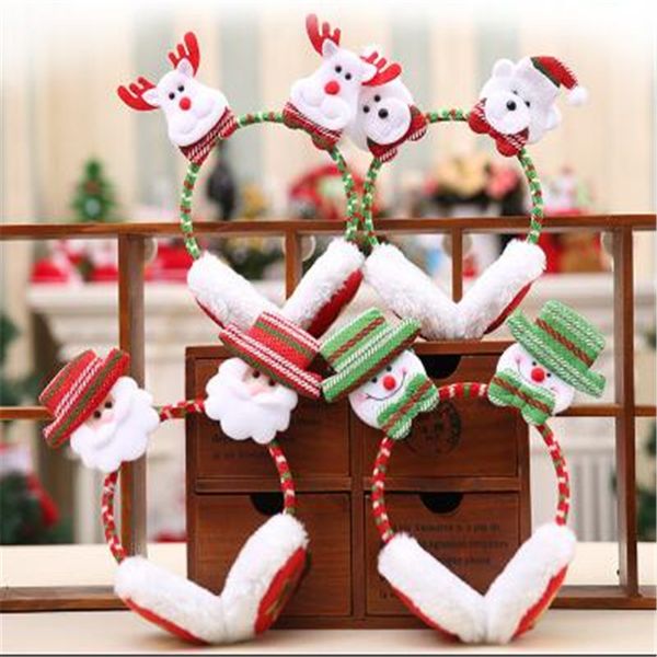 

merry christmas cute earmuffs winter accessories ear warmer plush santa claus headband ear muffs for kids christmas headband