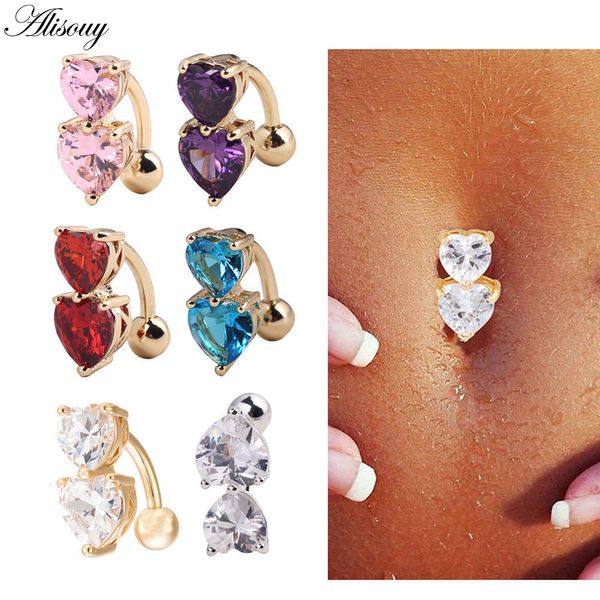 Alisouy 1pc Steel Belly Button Rings Crystal Piercing Navel Piercing Navel Earring Gold Belly Piercing Sex Body Jewelry SH190727