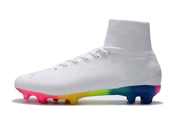

mens/woman/kids football boots superfly v tf/ic/fg soccer shoes ronaldo cr7 fg rainbow color soccer cleat