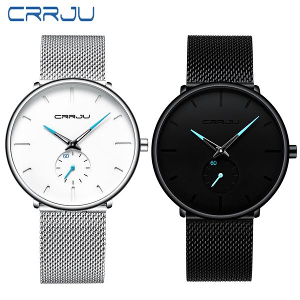 

crrju fashion mens watches brand luxury lover watches women casual slim mesh steel couple sports watch relogio masculino, Slivery;brown