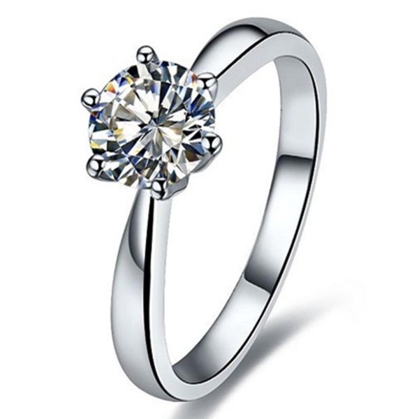 

test positive classic brand quality ring solitaire 1.5ct moissanite diamond ring prongs engagement women sterling silver jewelry, Golden;silver