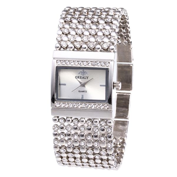 

luxury ladies metal buckle quartz mesh belt rectangle dial with diamond women watche square simple casual ladies clock zegarki, Slivery;brown