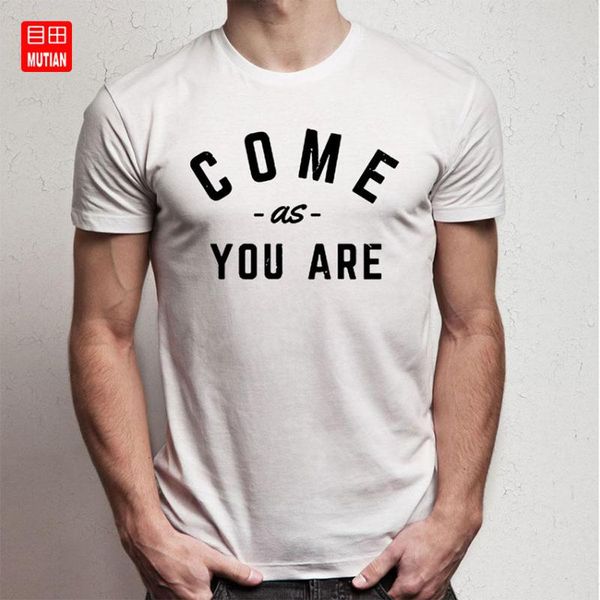 

men's t-shirts come as you are slogan t shirt, White;black