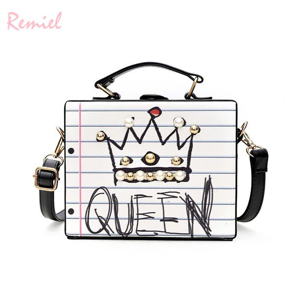 

european style fashion new women's designer handbag 2018 quality pu leather women bag rivet crown tote shoulder messenger bags