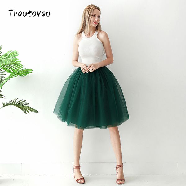 

6 layers 65cm long tulle skirt elegant pleated tutu skirt summer skirts womens lolita style faldas saia feminina jupe, Black;gray