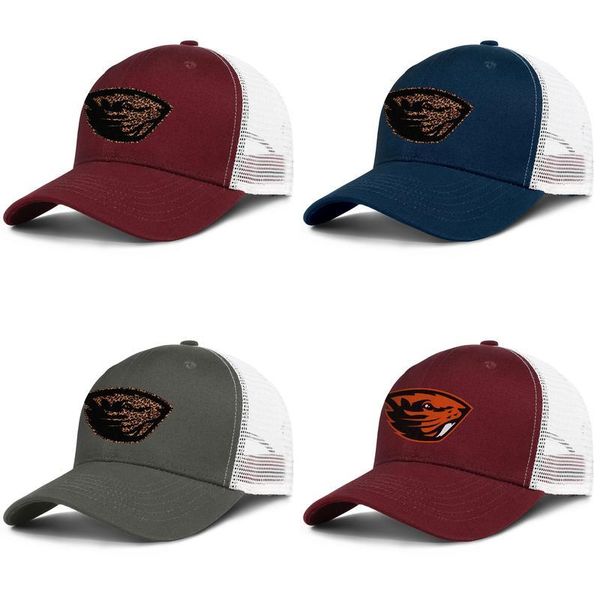 

oregon beavers football leopard print logo adjustable trucker cap ball custom unique fashion baseball hat mesh orange pink breast, Blue;gray