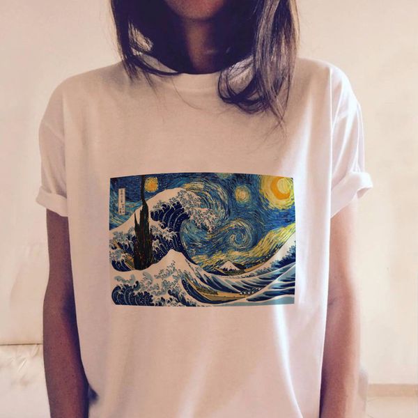 

women designer clothes womens designer tshirt vincent van gogh printed white tshirts harajuku kimono women tees short japanese style