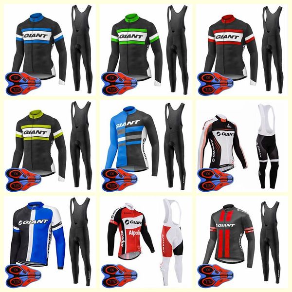 

GIANT команда Велоспорт с длинными рукавами Джерси нагрудники брюки наборы Высоког