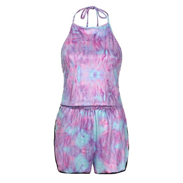 

women's print 2 piece bodycon clothes set 2019 summer halter sleeveless crop and shorts set conjunto feminino, White