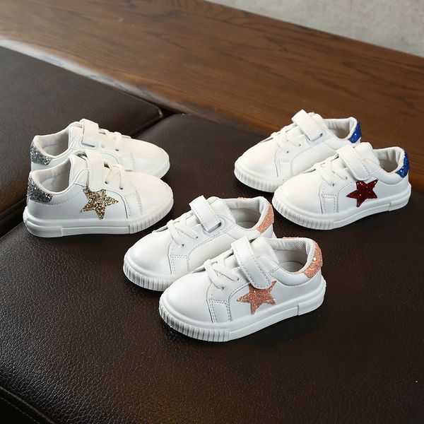 

2019 muqgew new fashion childrenÂ kids baby girls boys bling star school flat sport sneakers casual shoes anti-slip baby shoes, Black;red