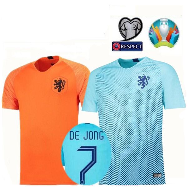 

2018 holland home orange soccer shirt #21 de jon #10 memphis #4 virgil football uniform 2019 nederland #3 de ligt soccer jerseys, Black;yellow