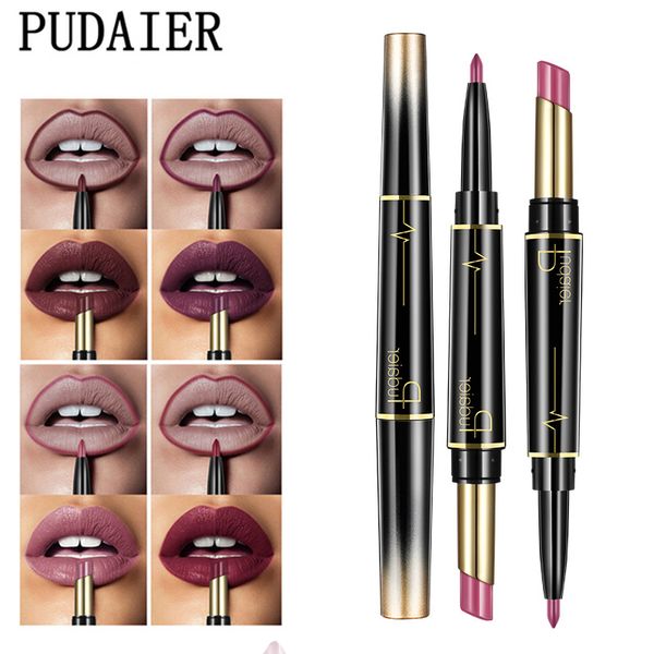 

pudaier double ended nude matte lipstick + lip liner set wateproof long lasting makeup lips stick lipliner pencil cosmetics