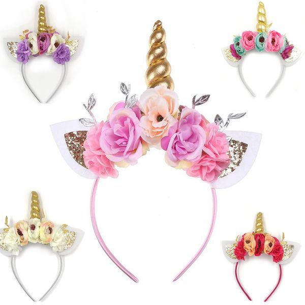 

christmas headband unicorn horn hairband for girls kid children birthday party gift rainbow headband glitter bow hair hoop