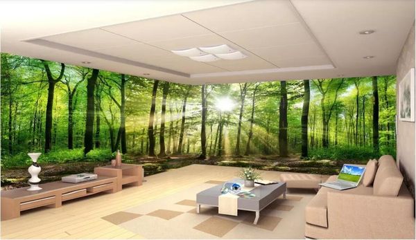 

3d room wallpaper custom p non-woven mural lush sunny natural scenery virgin forest living room sofa background wallpaper for walls 3 d