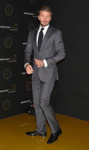 

custom men's slim fit gray suit star david beckham style suit wedding party (jacket + pants, White;black