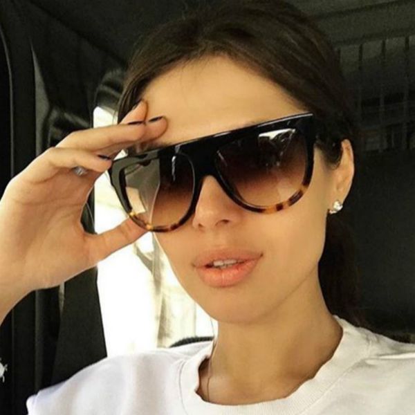 

2019 new flat sunglasses women men fashion luxury sun glasses femalevintage sun glasses big full frame eyewear uv400, White;black