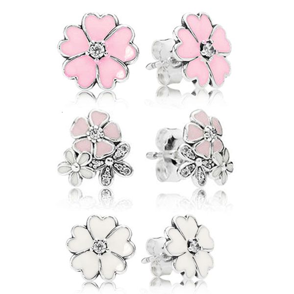 

stud mandy 925 silver law white pink woman's earrings beautiful jewelry korean earings bijoux femme, Golden;silver