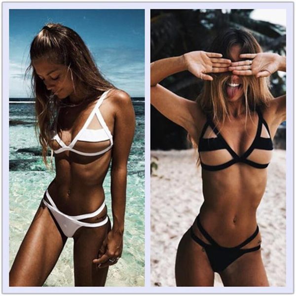 

women 19ss designer bikinis mesh plus size 2pcs tankinis bras briefs bikini sets beach swimwear clothing, White;black