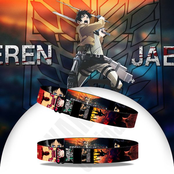 

attack on titan aot wristband adjustable ribbon 3d printing hand strap hiphop bangle cosplay accessories prop gift trinkets, Black