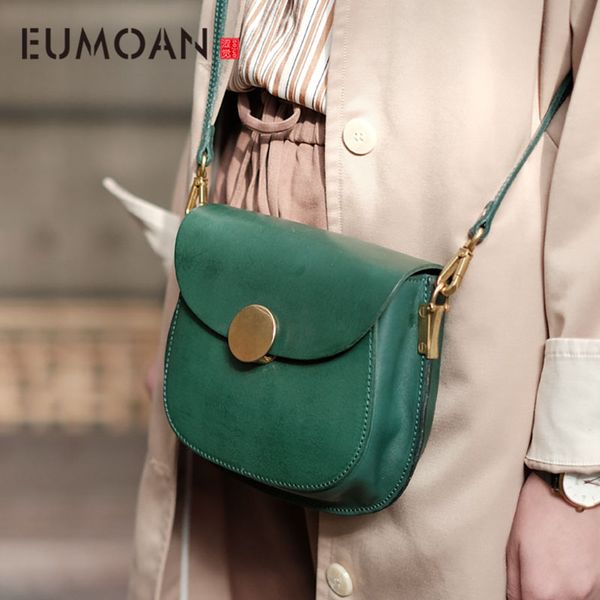 

eumoan vintage кожа полукруглое седла мешок, темперамент литературной кожи женского одиночный мешок плеча, маленький стилет мешок