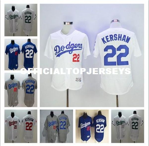 

mens flexbase #22 clayton kershaw stitched retro jerseys color white gray blue, Black;blue