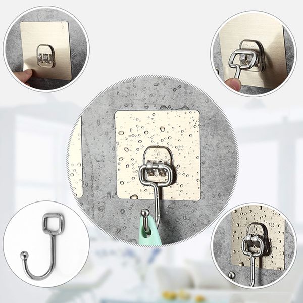 

4pcs stainless steel paste hook towel hook kitchen bathroom nail-seamless hanger wall-mounted storage z723