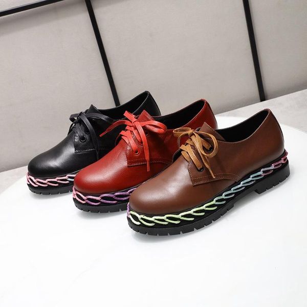 

british style small leather shoes female 19 years autumn and winter new fashion wild thick bottom increased leather lace casual shoes