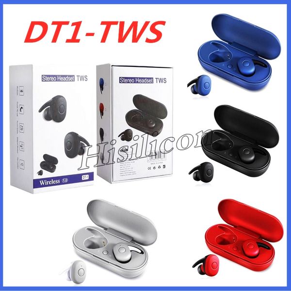 

50pcs arrival dt-1 tws dt1 wireless bluetooth earphone mobile stereo earbud dt1 sport in-ear headset for smartphone