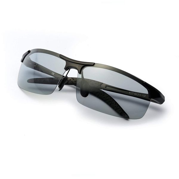 

2019 фотохромные поляризованным semi-rimless солнцезащитные очки driver rider спорт goggle хамелеон изменение цвета очки мужчины женщины 817, White;black