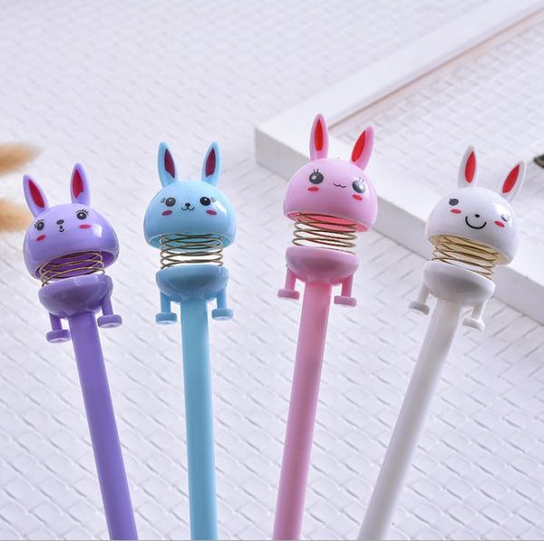 

оптовая гель кролик ручка с пружиной, который может качаться творческих поставки милого студента школы детской любимой игрушки подарок ручка
