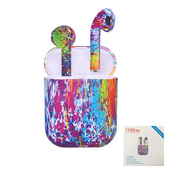 

i18S TWS Bluetooth Earphones Mini Wireless Headphone Colored Drawing Painted Stereo Headset Airpods Earphone Bluetooth 5.0 Headphone Earbuds