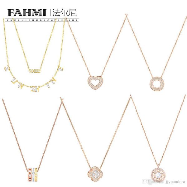 

fahmi swa admiration collection rose gold romantic love women pendant necklace geometric round flower clavicle chain, Silver